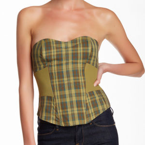 L.A.M.B. Women's Green Plaid Bustier Size 8